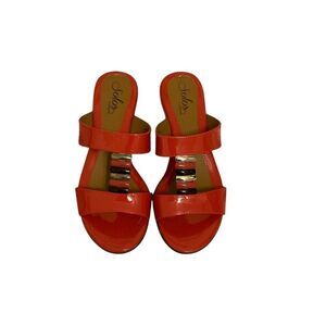 Solos Women’s  Sandals Size 8 Coral Wedge Open Toe Casual